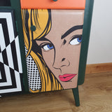 Retro colourful Pop Art sideboard, 1950s 'Mesmer-Eyes'