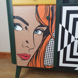 Retro colourful Pop Art sideboard, 1950s 'Mesmer-Eyes'