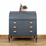 Mid-century bureau, green with ghost stencilling