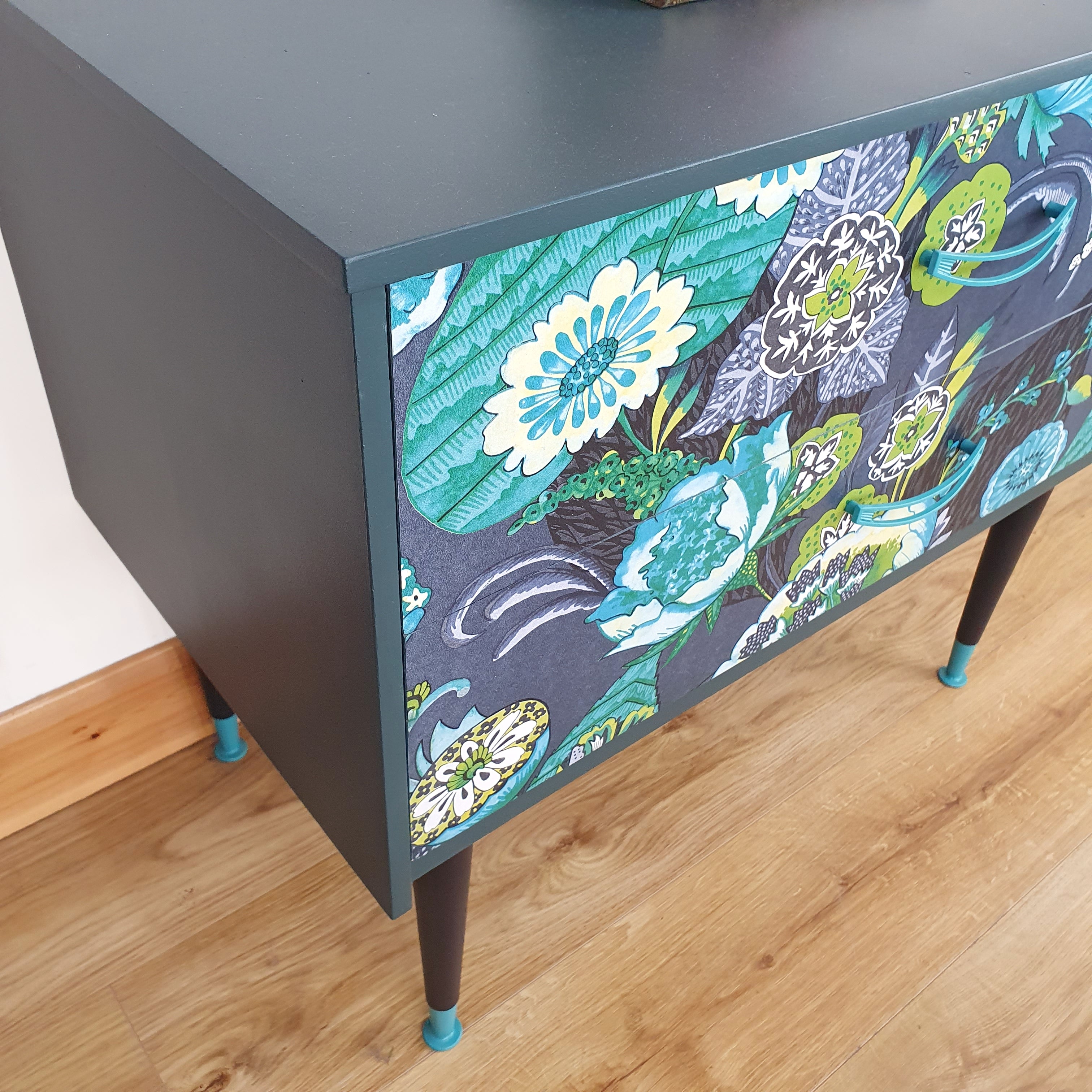 Retro floral design two drawer chest