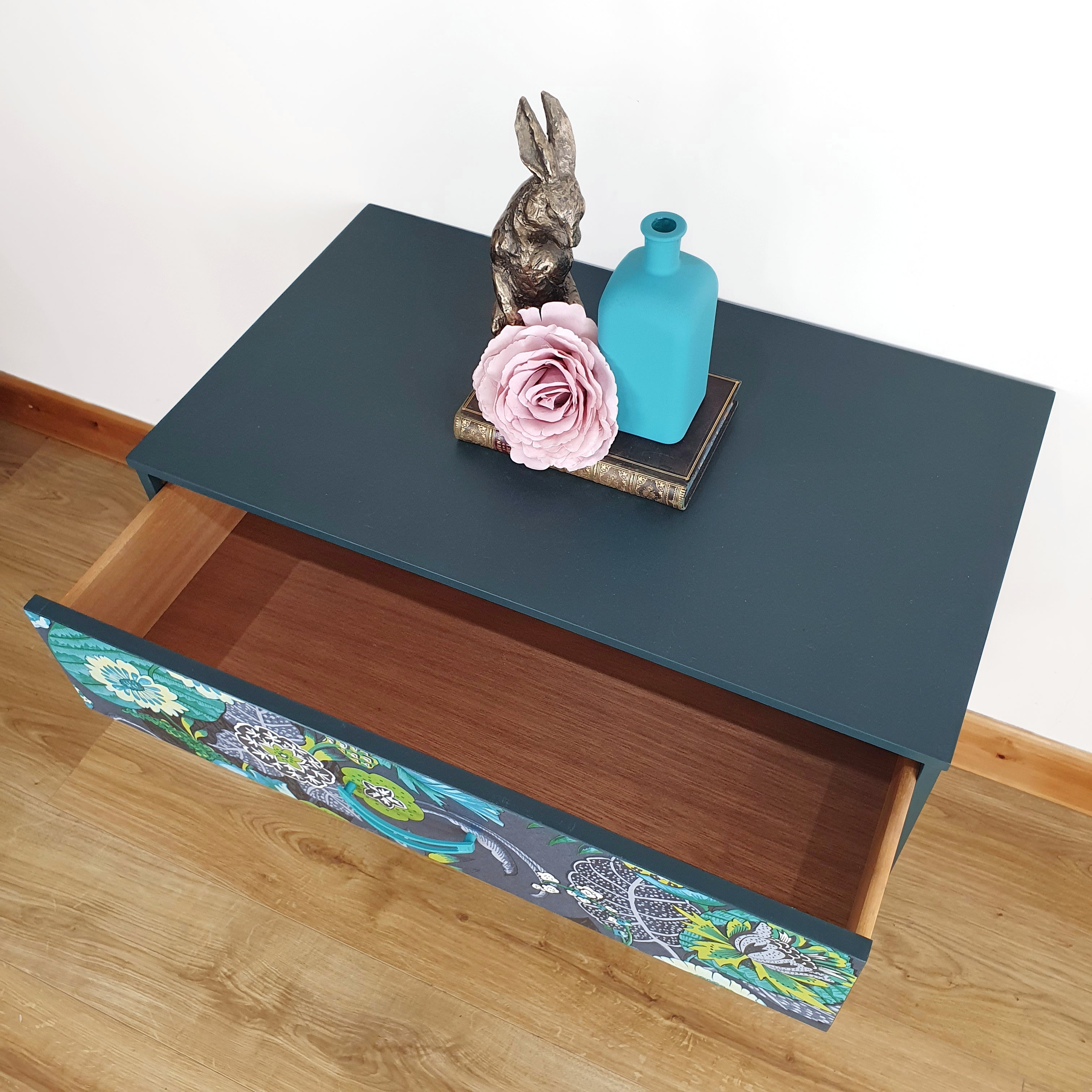 Retro floral design two drawer chest
