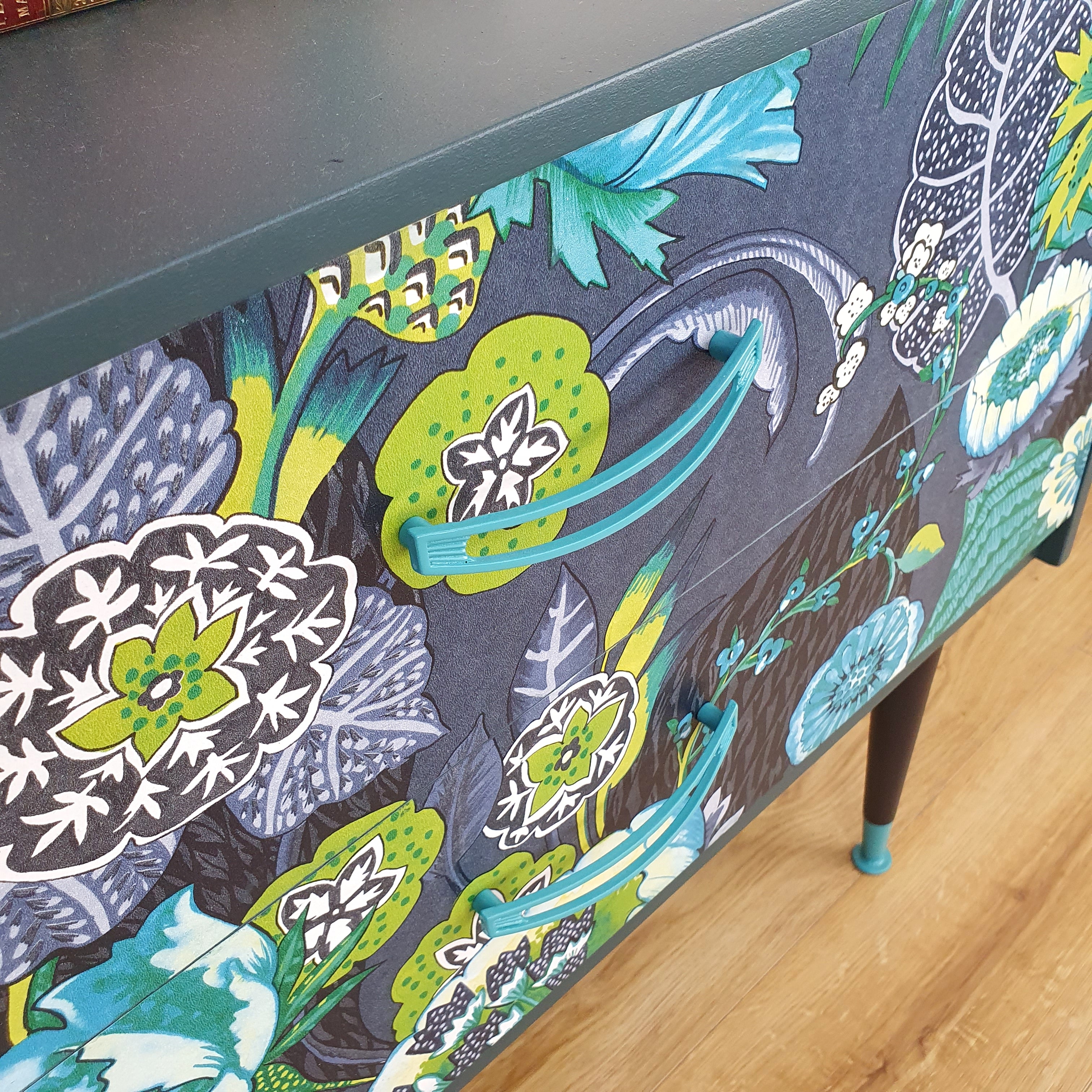 Retro floral design two drawer chest