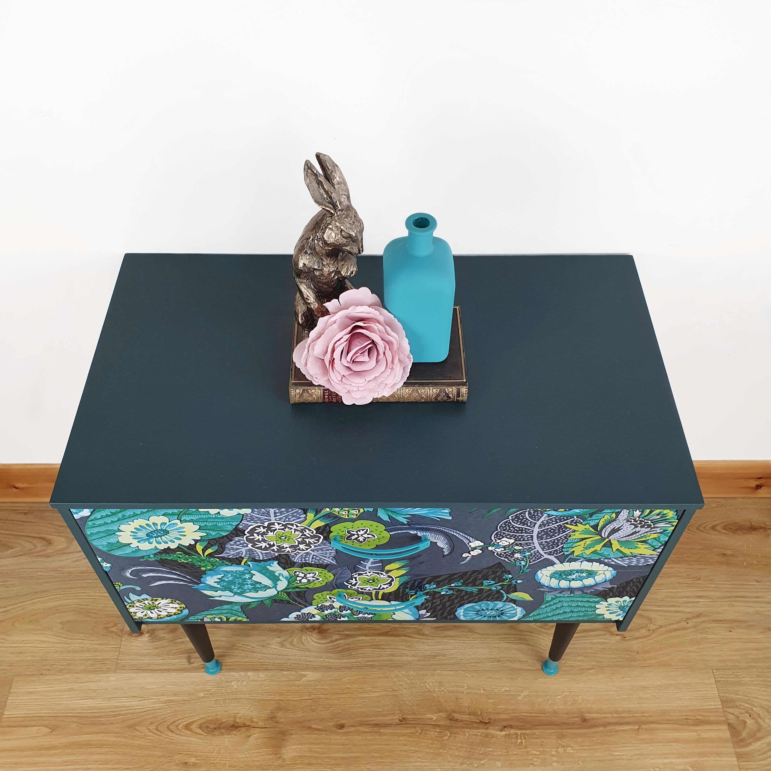 Retro floral design two drawer chest