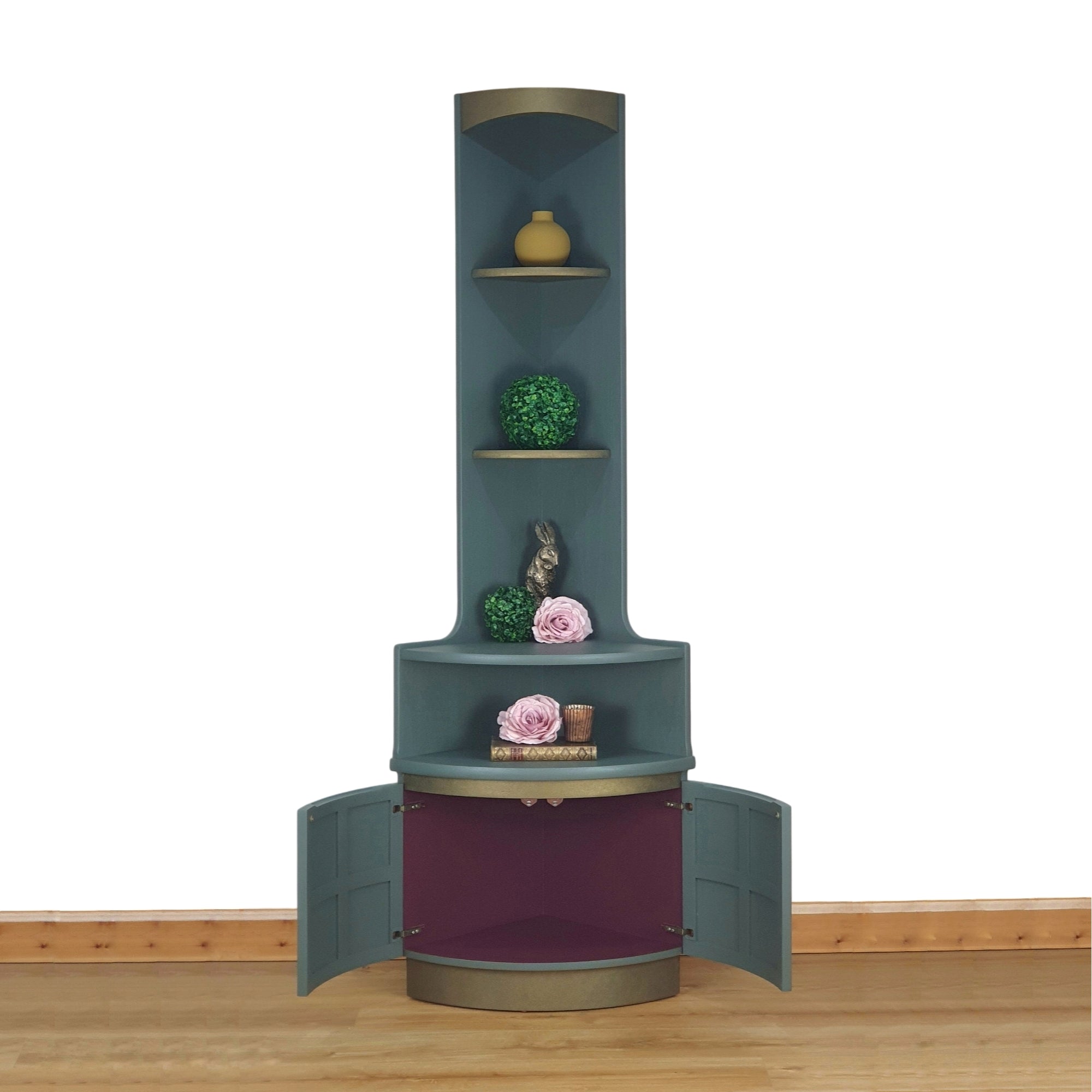 Nathan Squares corner unit in green and bronze