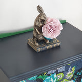 Grey mid-century chest of three drawers with découpaged fronts