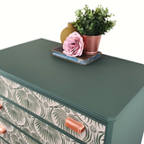 Green and cream 5-drawer tallboy