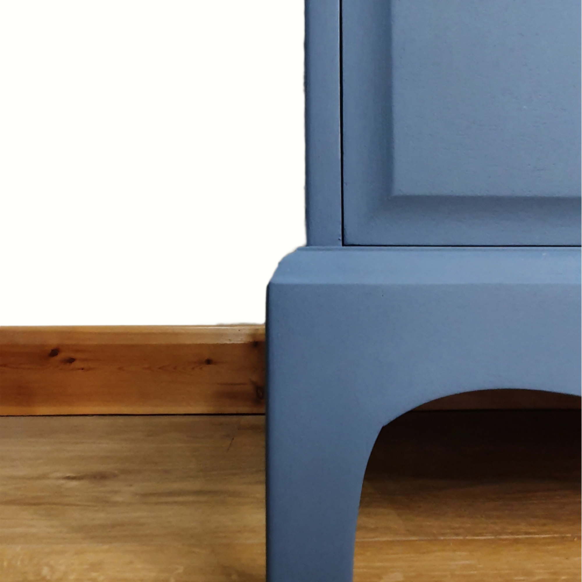 Pair of blue four drawer Stag Minstrel bedside cabinets