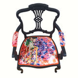 Pair of black-painted, upholstered armchairs