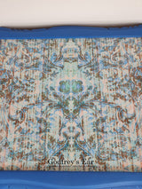 Blue side table, with découpaged top