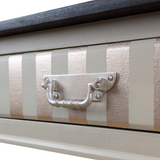 Writing table in beige with dark stained top