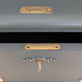 Mid-century bureau, green with ghost stencilling