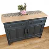 Ercol Old Colonial sideboard in dark neutral dark green with stencilled top