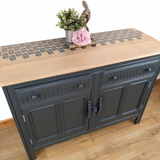Ercol Old Colonial sideboard in dark neutral dark green with stencilled top