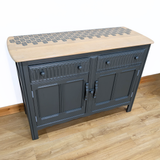 Ercol Old Colonial sideboard in dark neutral dark green with stencilled top