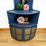 Nathan Squares corner unit in blue and bronze