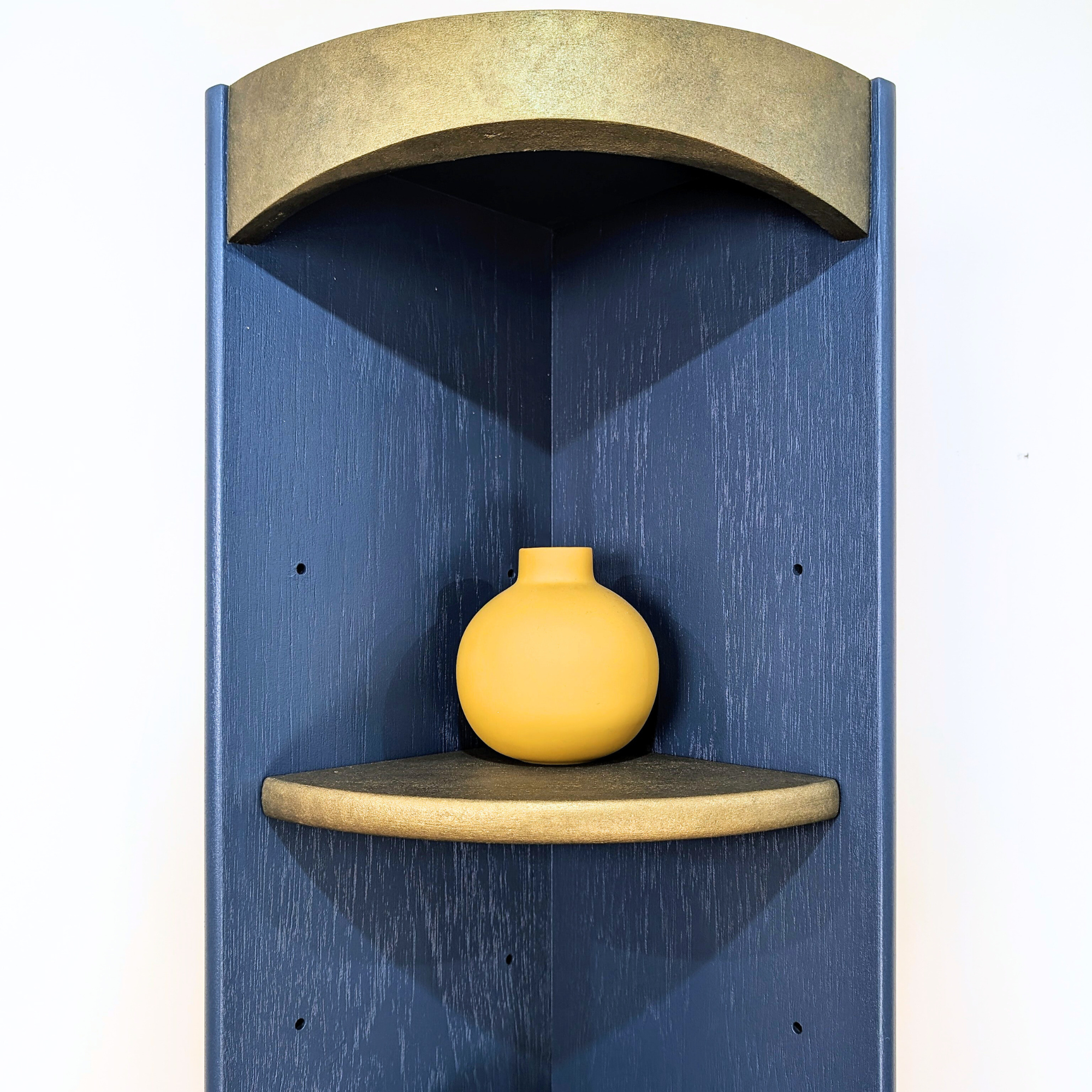 Nathan Squares corner unit in blue and bronze