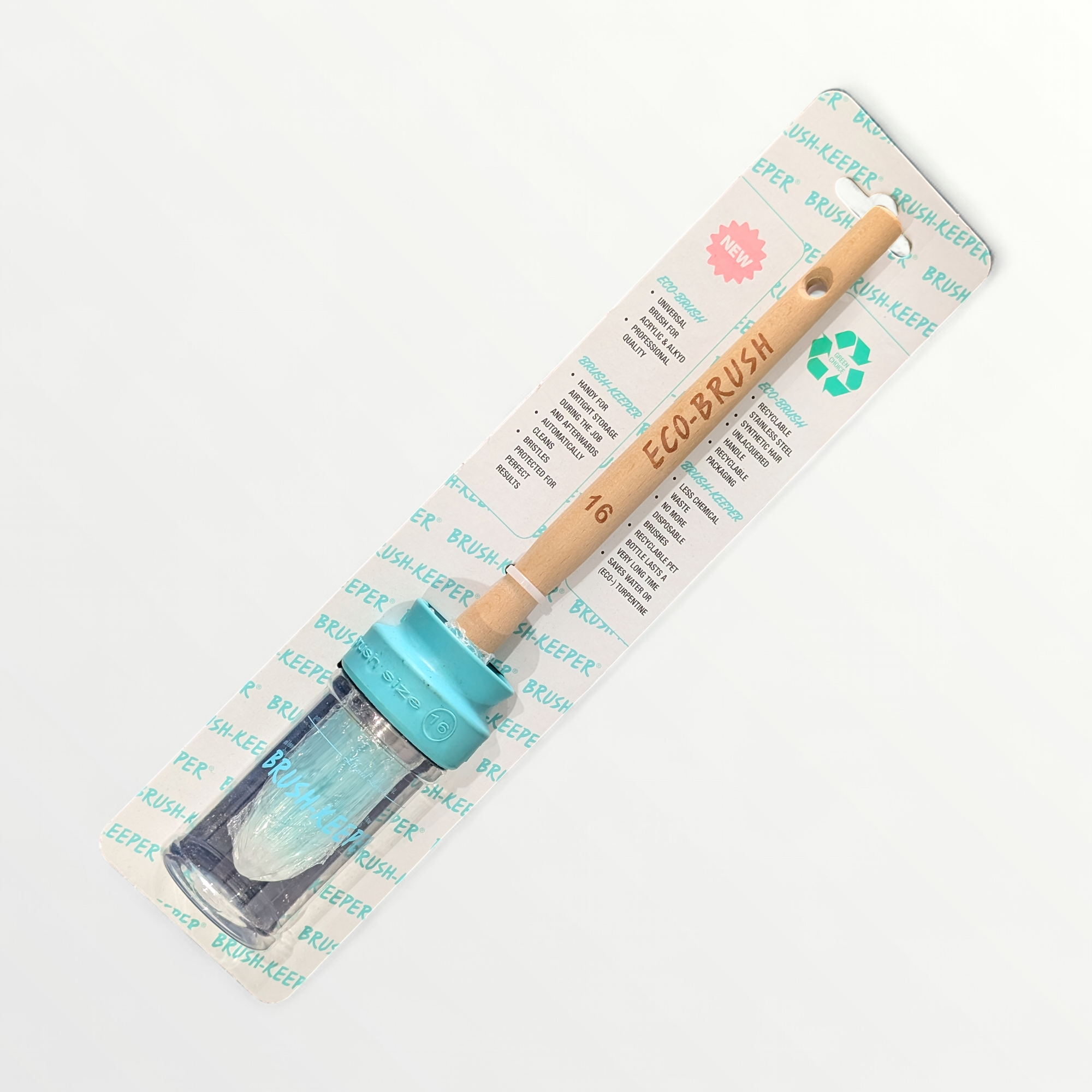Brushkeeper Deluxe with Ecobrush paint brush - showcard front