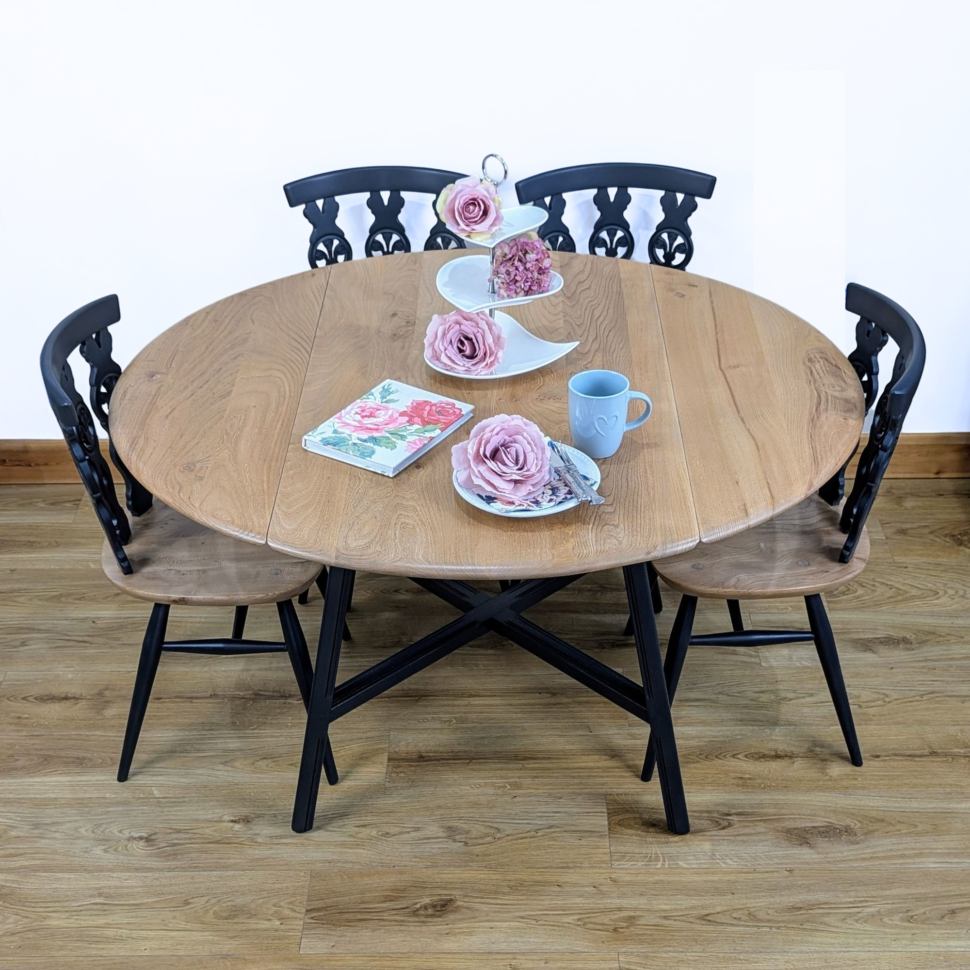 Ercol dropleaf table and 4 chairs