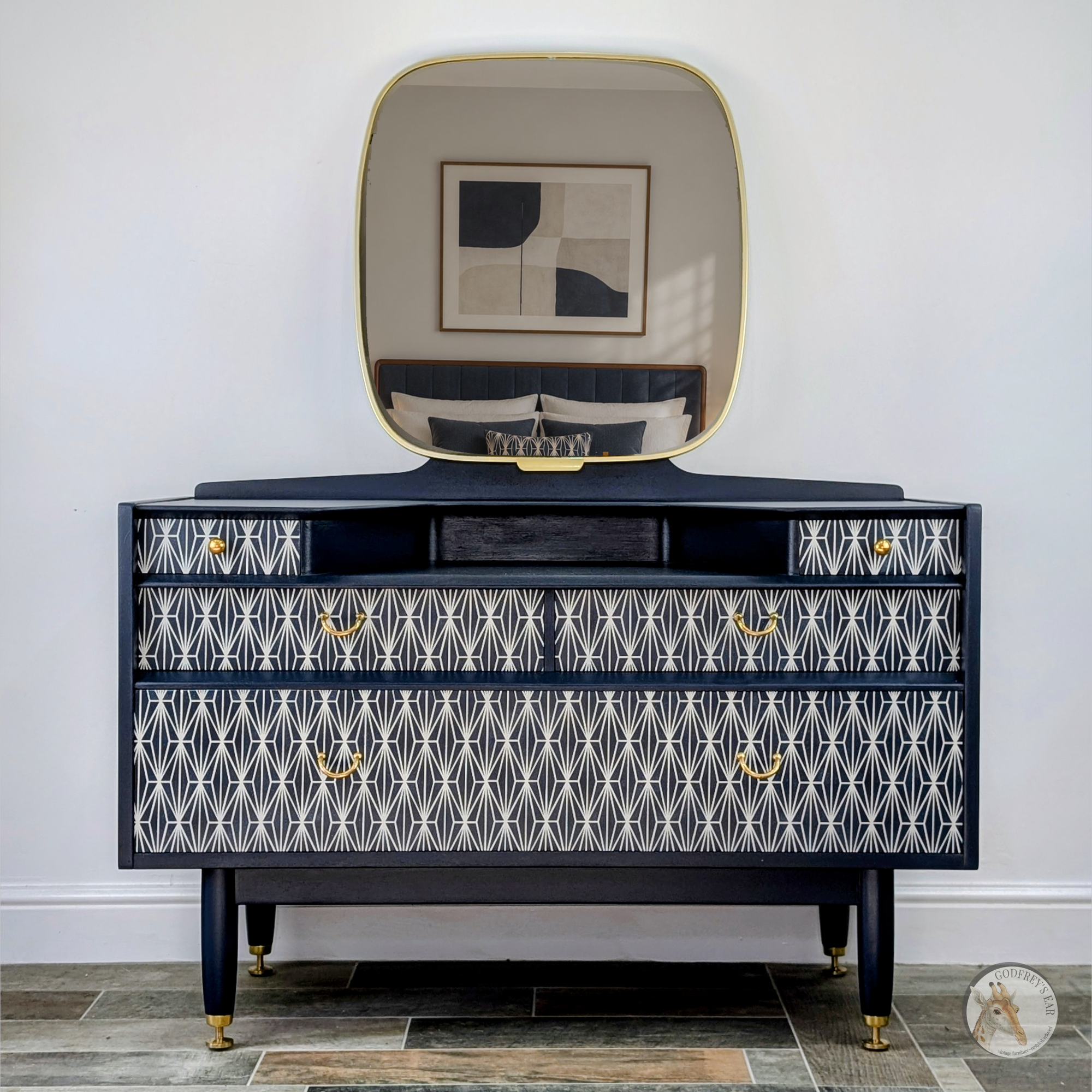 Midnight blue G-Plan dressing table - front