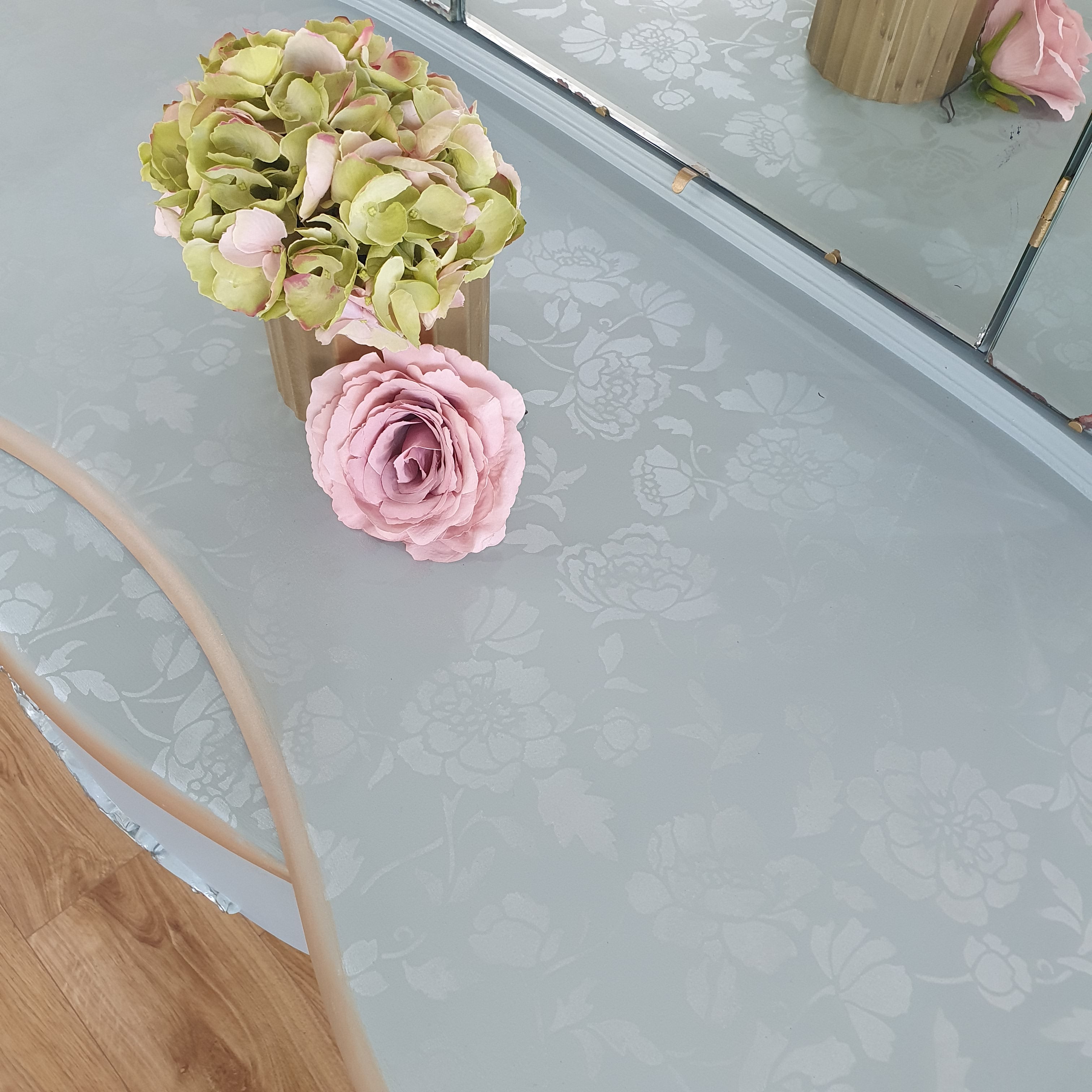 French styled vintage dressing table with triple mirror