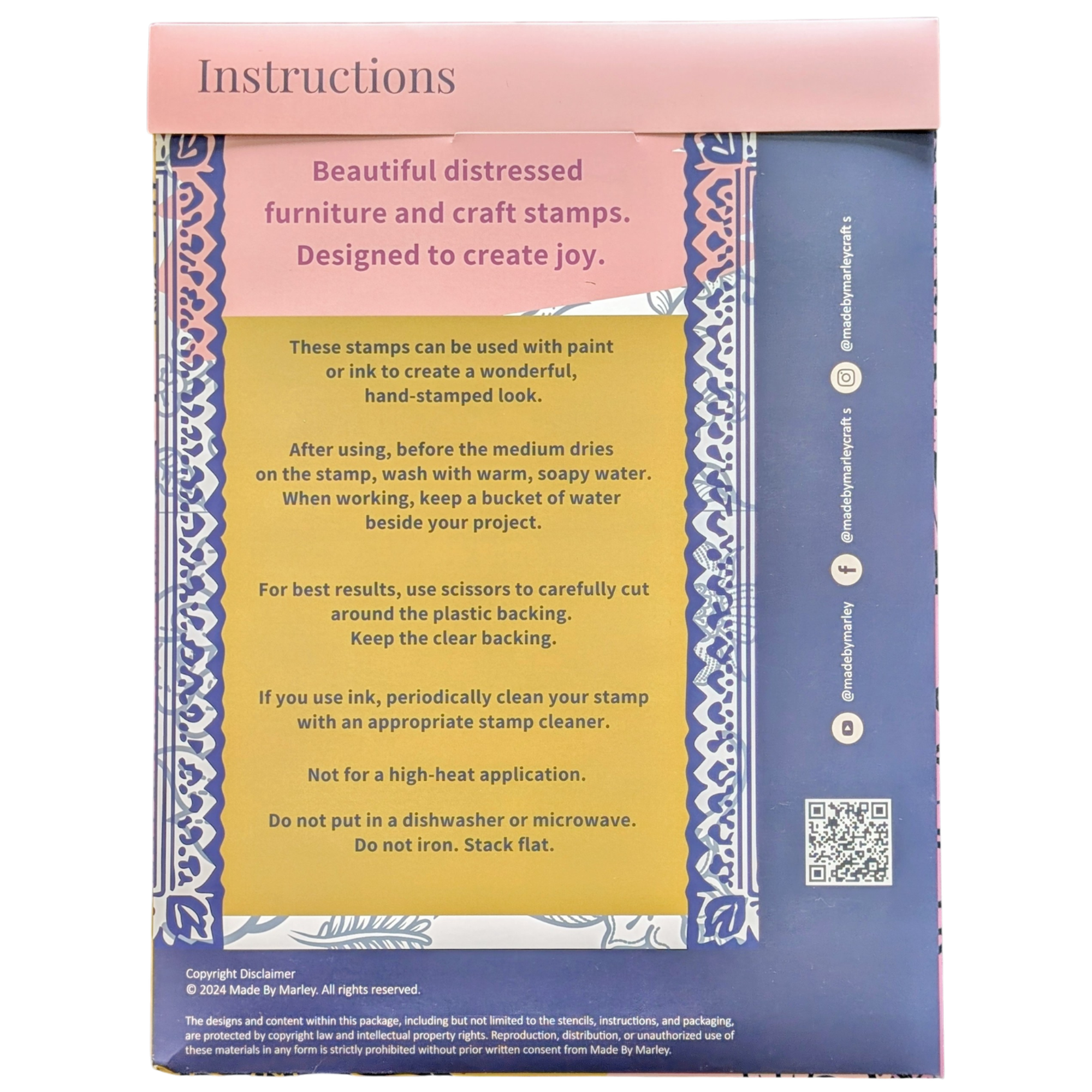 Made by Marley stamps - instructions on the back of the packet