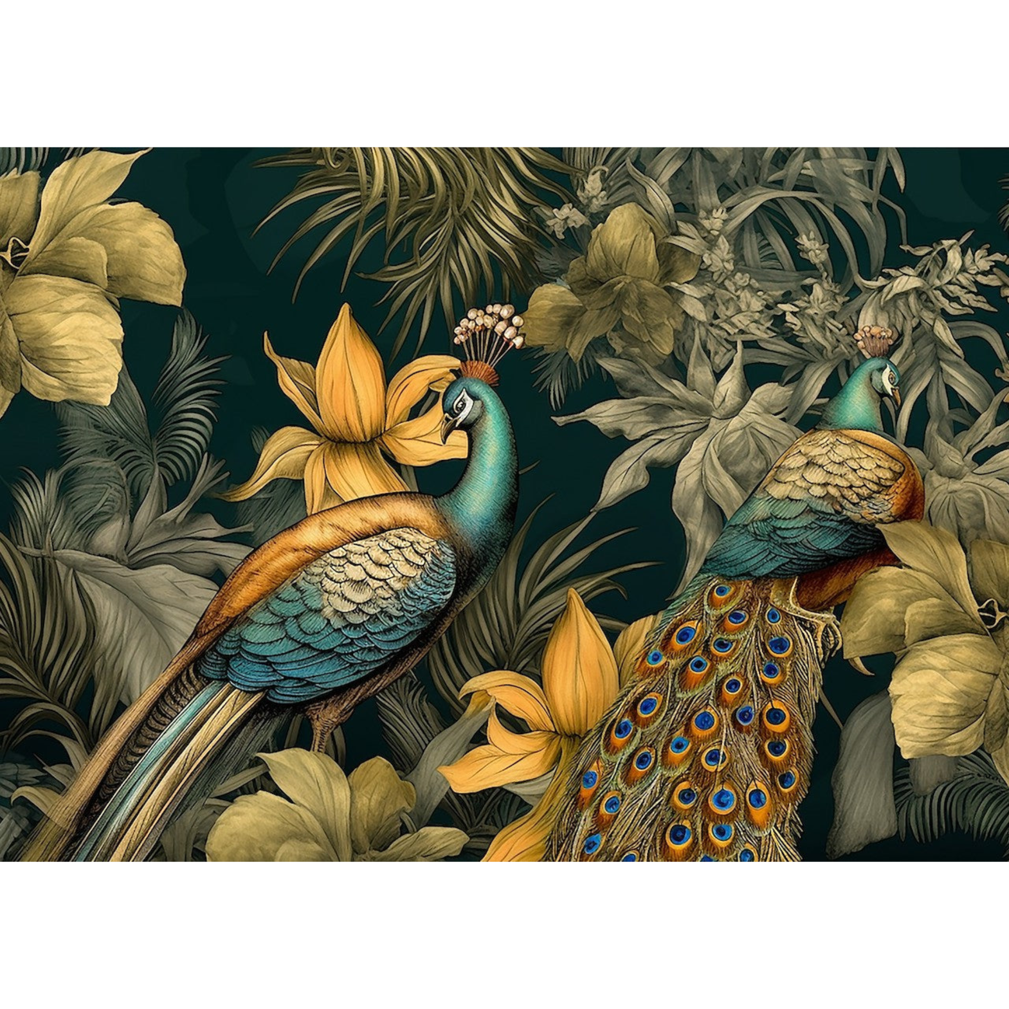 Mint Decoupage Paper - A Peacock Pair