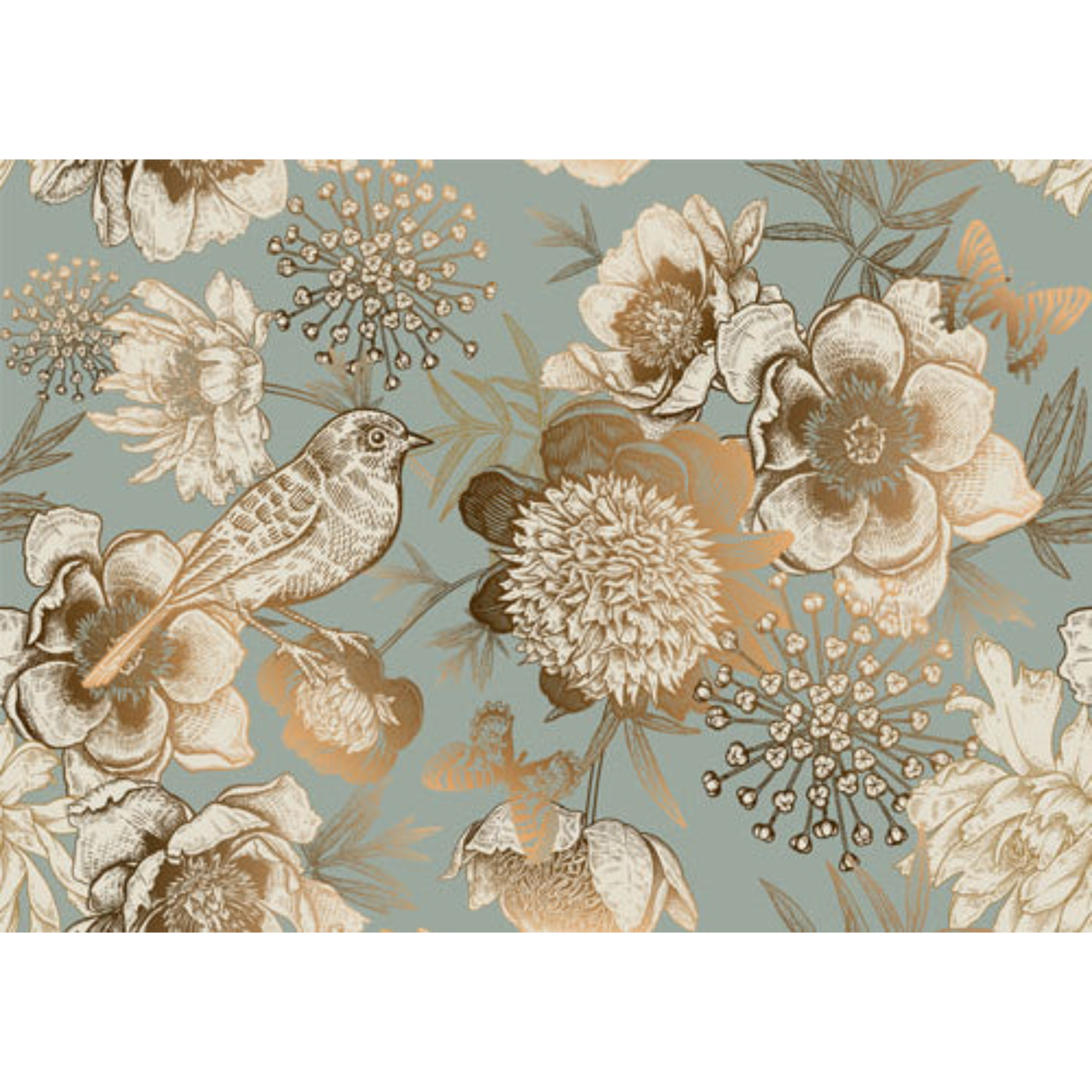 Mint Decoupage Paper - Foil Birds