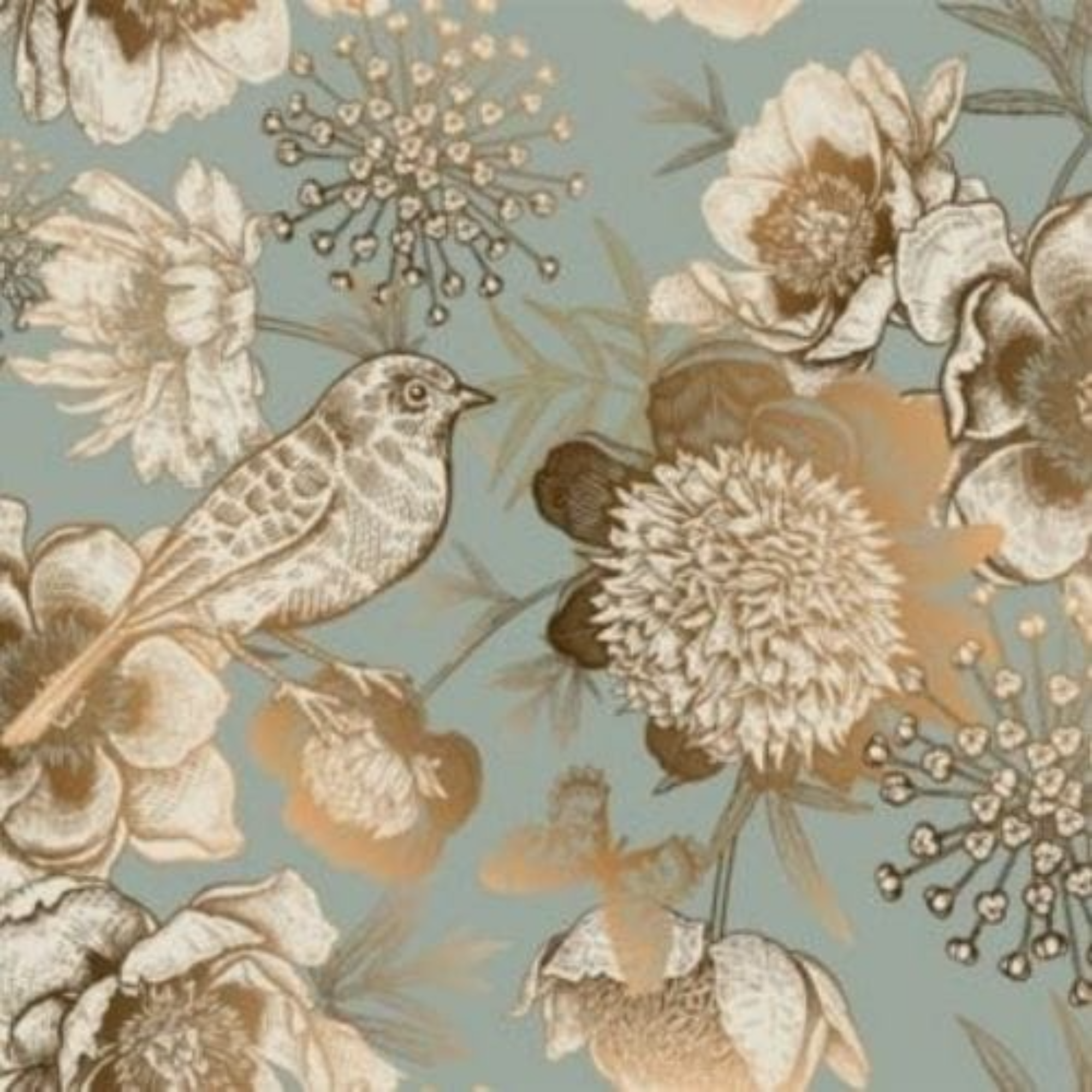 Mint Decoupage Paper - Foil Birds