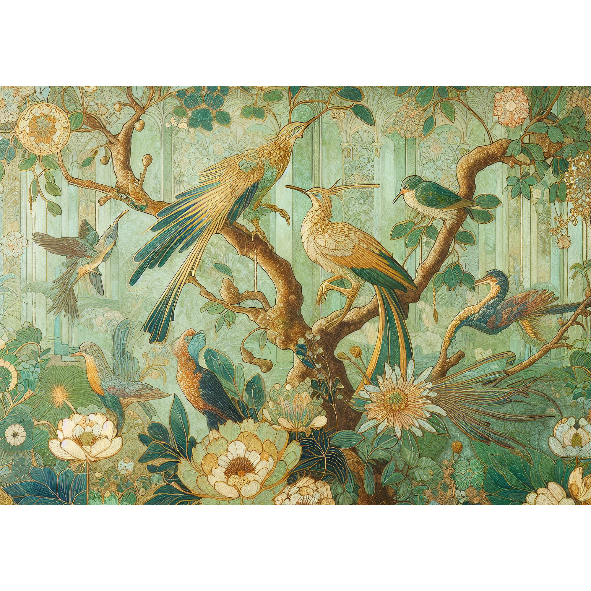 Mint Decoupage Paper - Green Tapestry