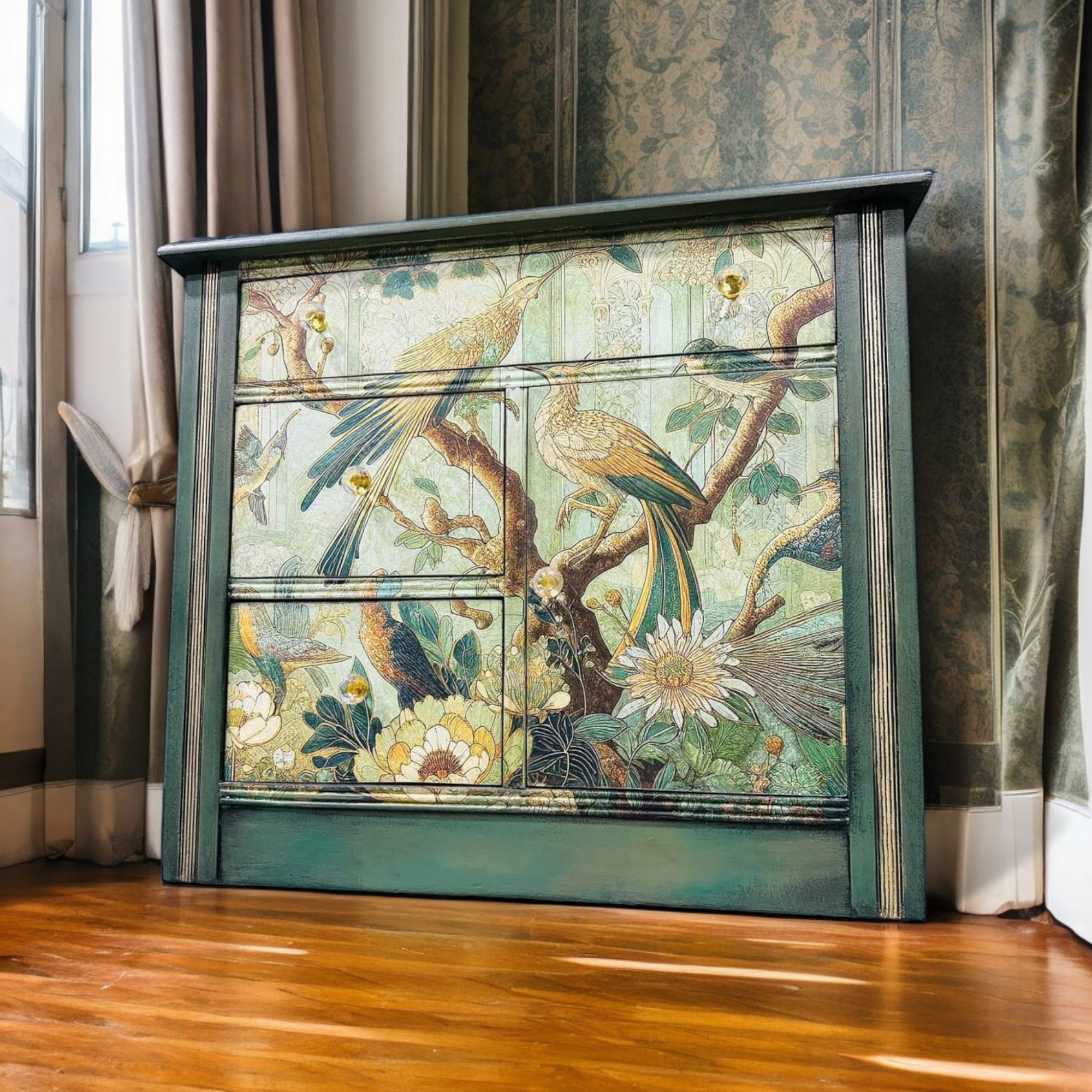 Mint Decoupage Paper - Green Tapestry