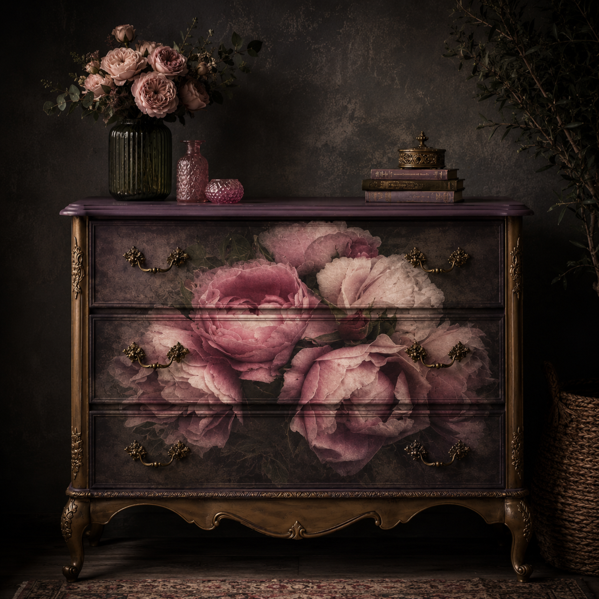 Mint Decoupage Paper - Moody Florals