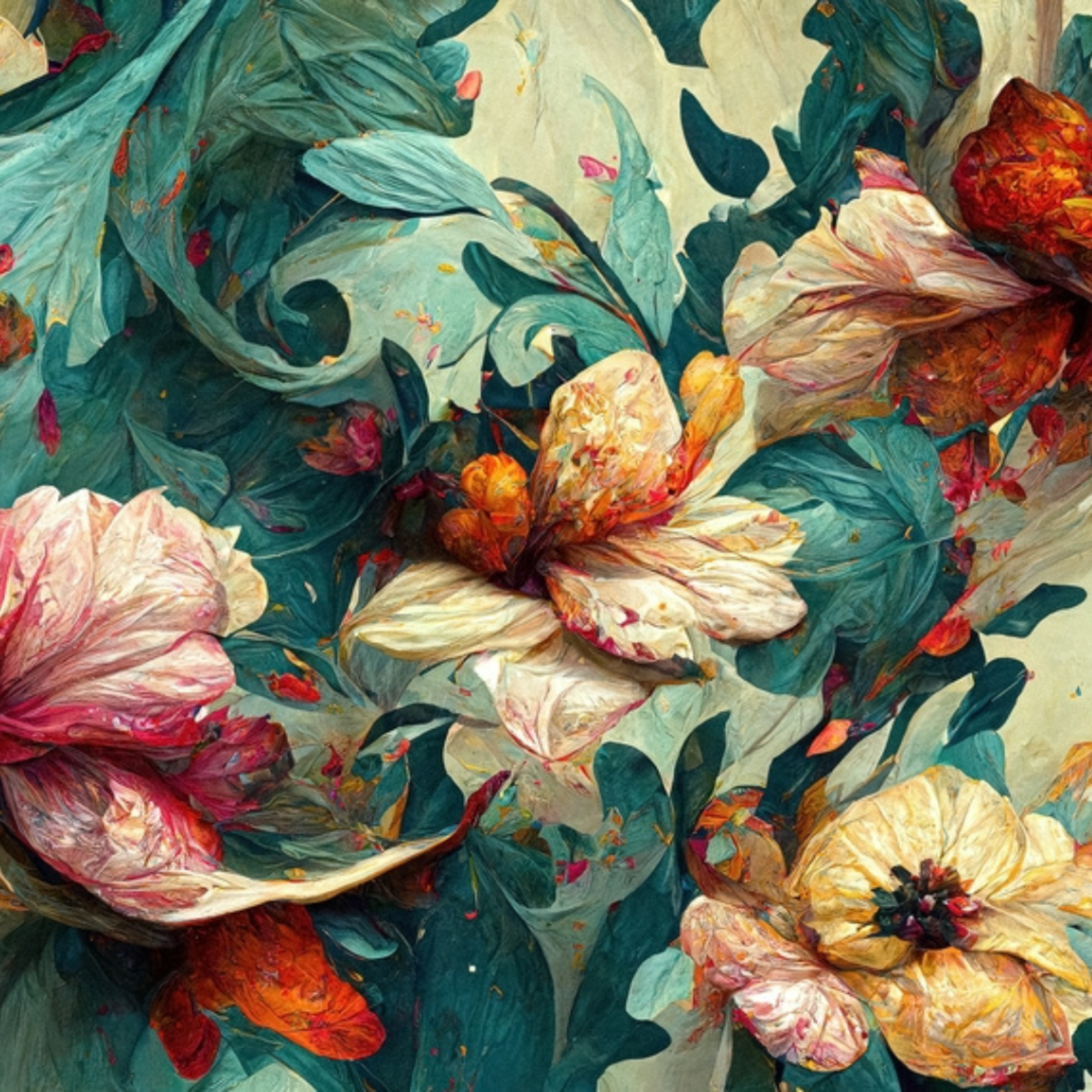 Mint Decoupage Paper - Wave of Florals