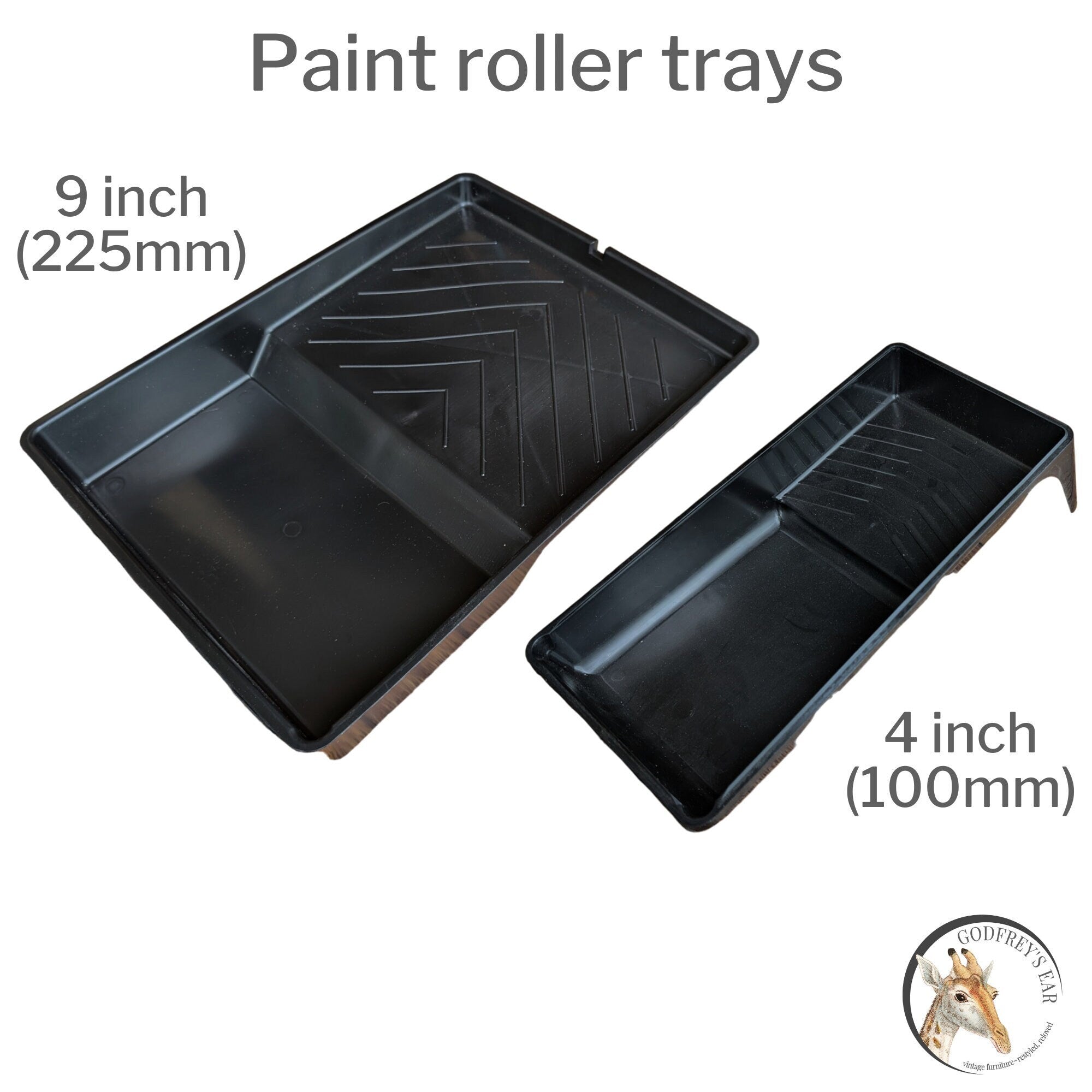 Black paint roller tray - both sizes