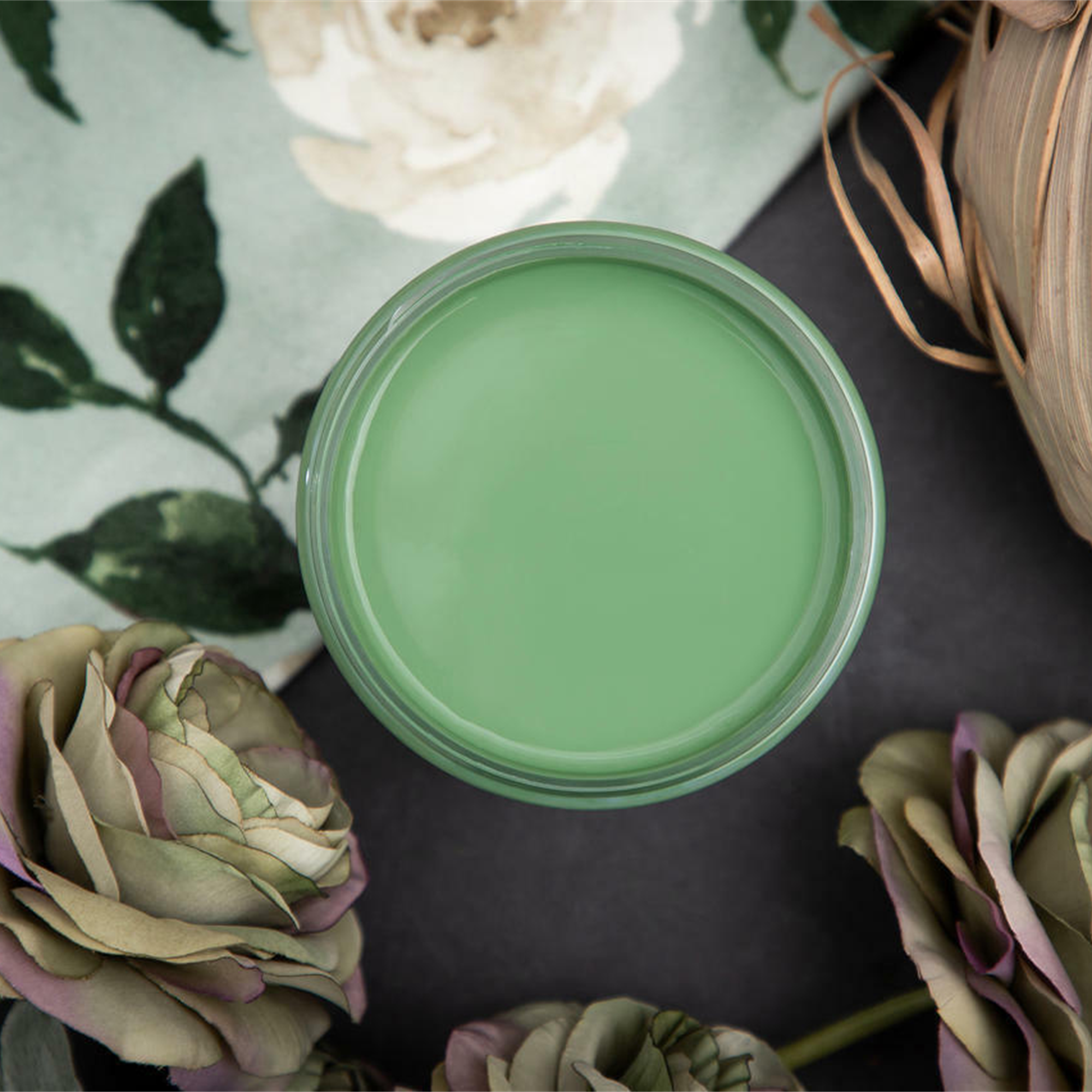 Dixie Belle Kudzu chalk mineral paint - flat lay
