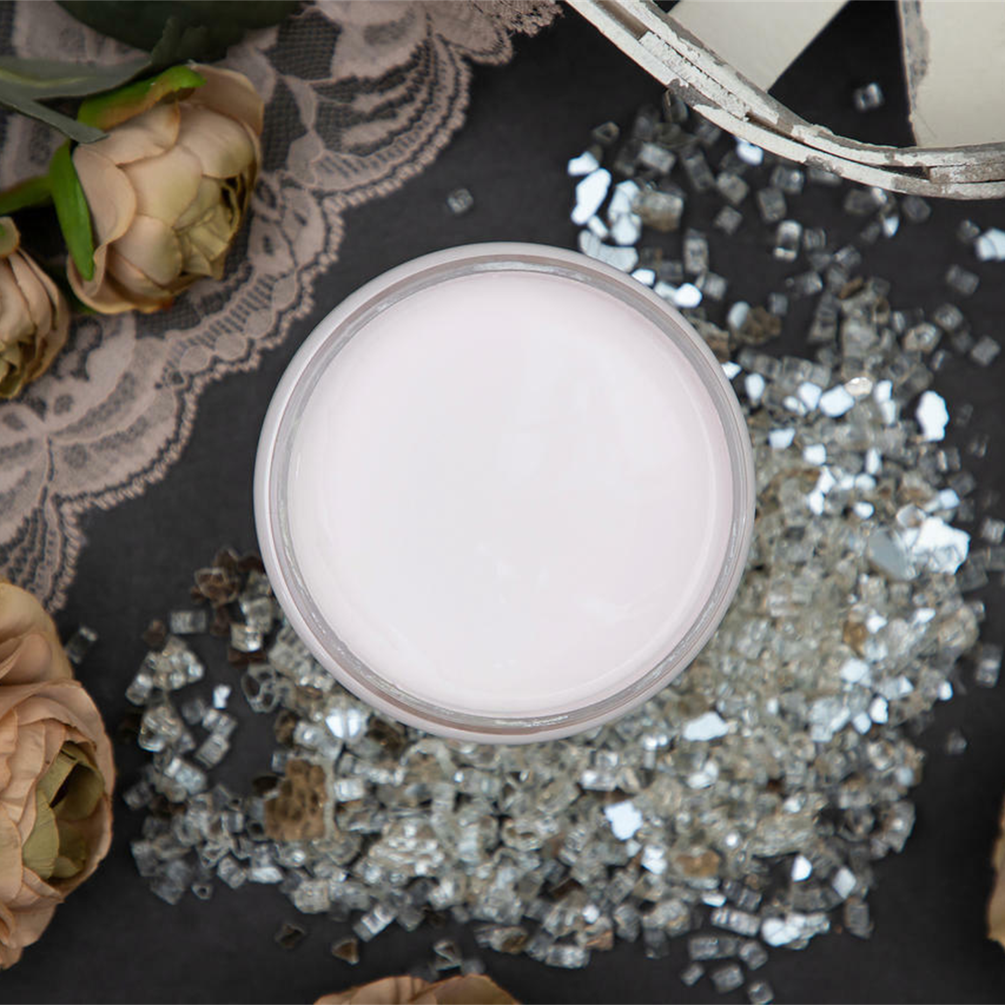 Dixie Belle Pink Champagne chalk mineral paint - flat lay