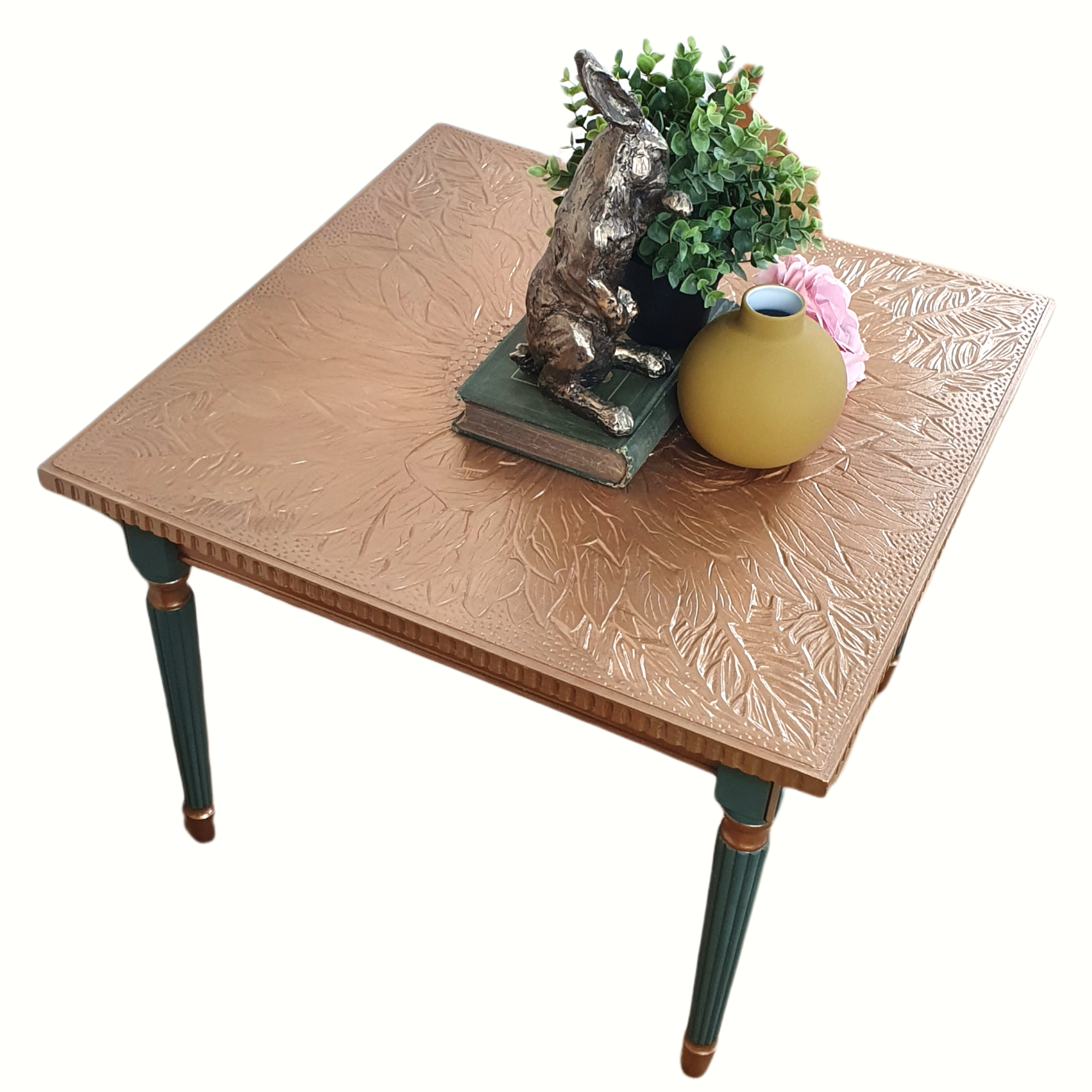 Gold-topped square coffee table