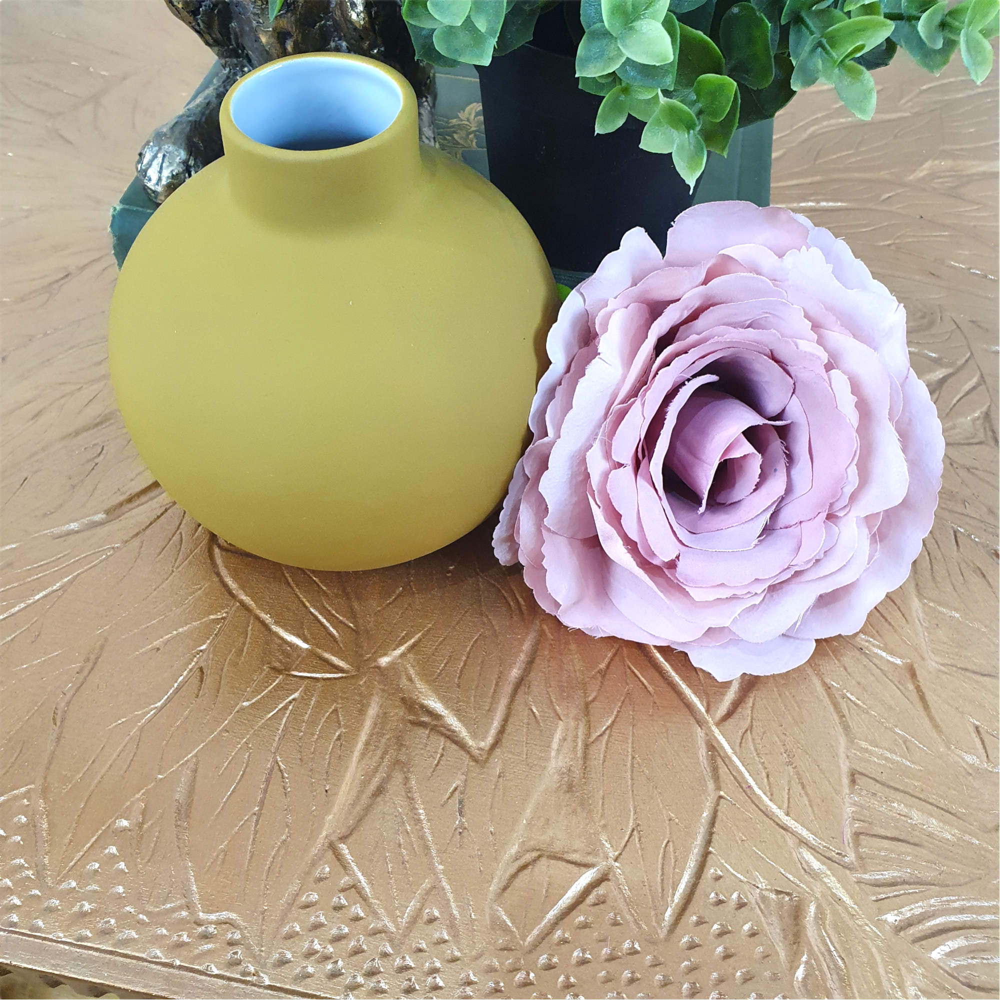 Gold-topped square coffee table