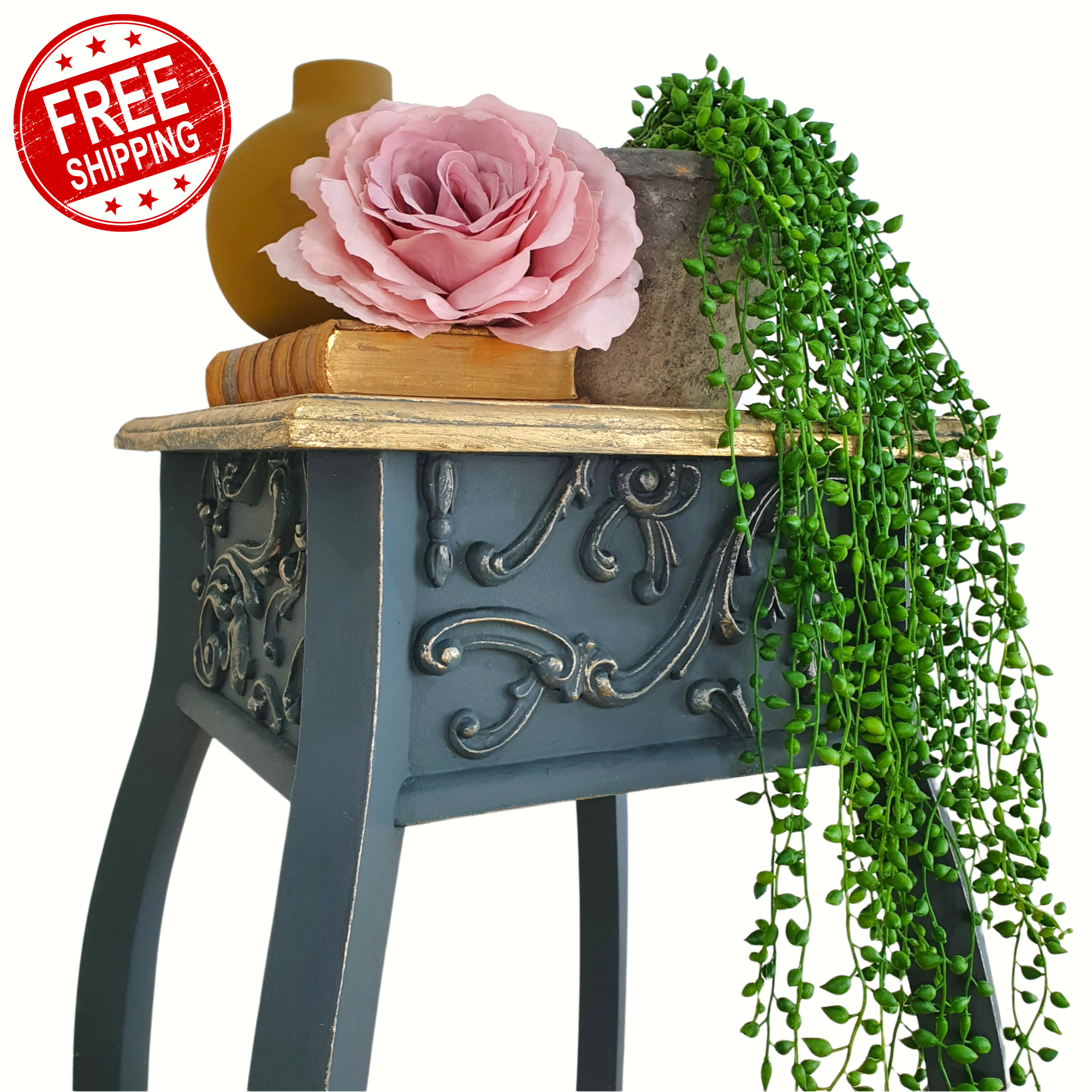 Gilded wooden plant stand
