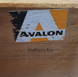 Pink Avalon chest of five drawers, with stripes and copper stencilling